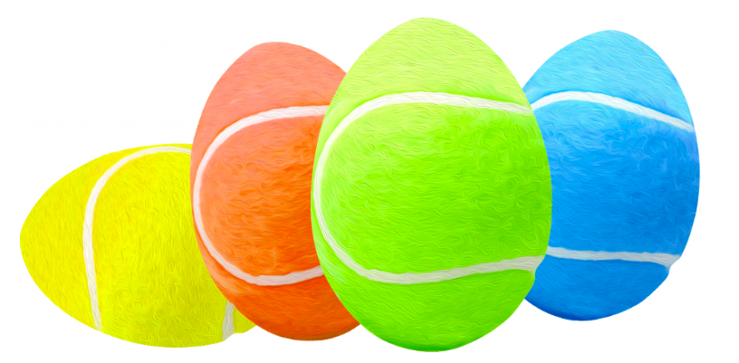 Tennisbollar i form av påskägg